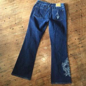 Baby Phat Y2K embroidered dragon dark wash jeans